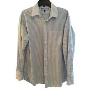 Tommy Hilfiger 16" Neck 34/35" Long Sleeves Large Pinstripe Button-up Blue Shirt
